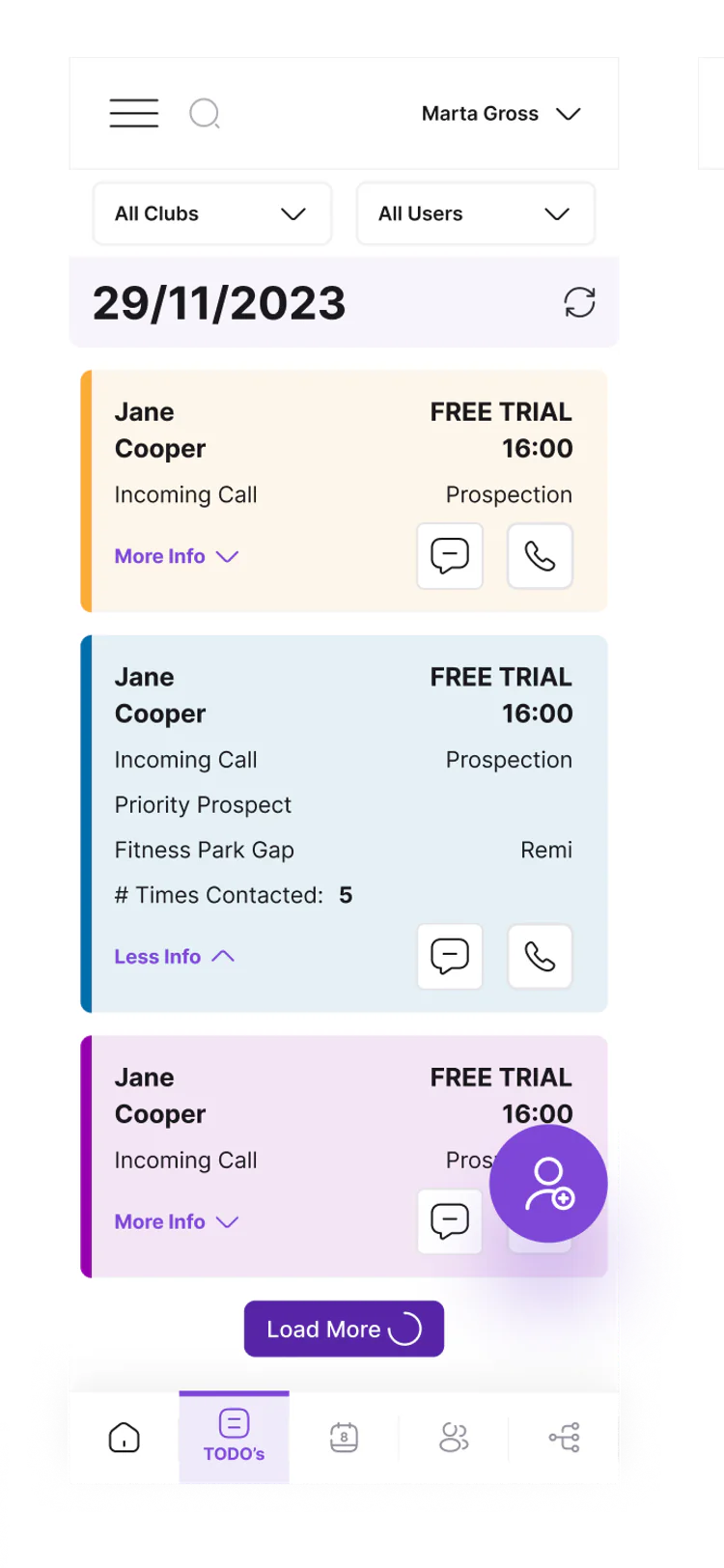Accolade Pro TODO list on a 390 px phone screen in the owner view